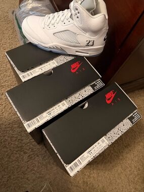 Nike White Air Jordan 5 Low-Top Sneakers